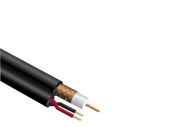 Picture of Coaxial cable RG59, CU, 90%, Black LSZH, Power cords 2x0.75 CU, Round, 250m drum