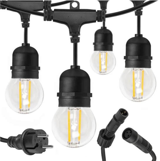 Изображение Dārza lampu virtene E27, IP44, 10 metri, melna