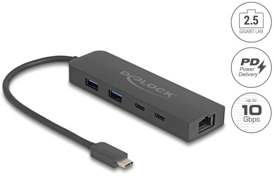Picture of Delock 10 Gbps USB Hub with 2.5 Gigabit LAN port and PD 85 Watt