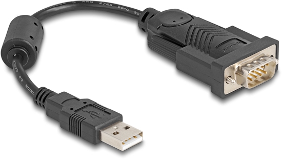 Изображение Delock Adapter USB 2.0 Type-A to 1 x Serial RS-232 D-Sub 9 pin male with ferrite core 0.25 m