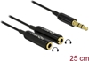 Picture of Delock Cable audio splitter stereo jack male 3.5 mm 3 pin > 2 x stereo jack female 3.5 mm 3 pin 25 cm
