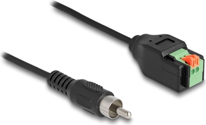 Picture of Delock Cable RCA male to Terminal Block Adapter with push button 15 cm