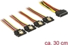 Picture of Delock Cable SATA 15 pin power plug with latching function > SATA 15 pin power receptacle 4 x straight 30 cm