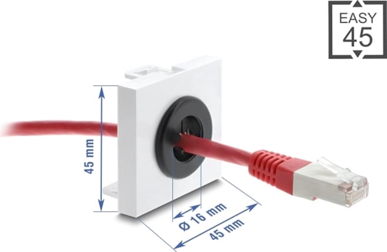 Изображение Delock Easy 45 Cable Bushing round Ø 16 mm white / black