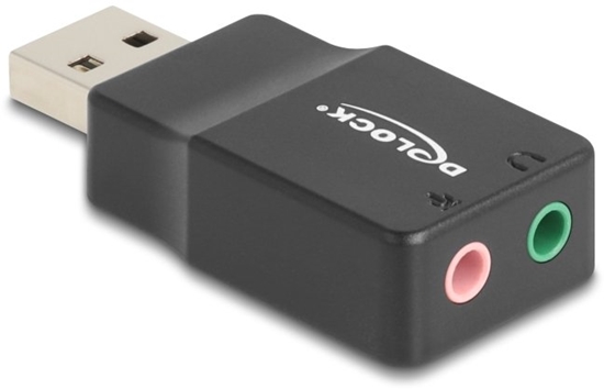 Picture of Delock External USB Sound Card with USB-A male to 2 x 3.5 mm Stereo jack Plug & Play audio adapter black