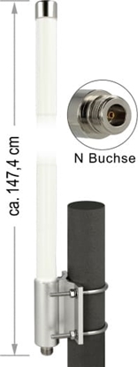 Attēls no Delock LoRa 868 MHz Antenna N Jack 8 dBi 147.4 cm omnidirectional fixed wall and pole mounting white outdoor