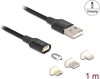 Изображение Delock Magnetic USB Charging Cable Set for 8 Pin Lightning™ / Micro USB / USB Type-C™ black 1 m