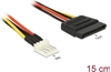 Picture of Delock Power Cable SATA 15 pin receptacle > 4 pin floppy male 15 cm