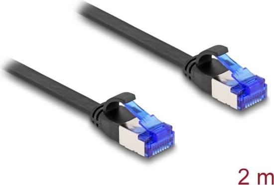 Изображение Delock RJ45 Flat Patch Cable plug to plug Cat.6A flexible 2 m black