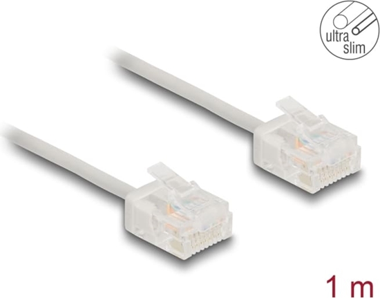 Изображение Delock RJ45 Network Cable Cat.6 UTP Ultra Slim 1 m grey with short plugs