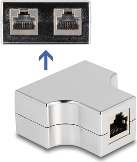 Picture of Delock RJ45 Splitter / T Adapter 1 x RJ45 jack to 2 x RJ45 jack Cat.5e STP