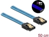 Picture of Delock SATA 6 Gb/s Cable UV glow effect blue 50 cm