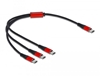 Picture of Delock USB Charging Cable 3 in 1 USB Type-C™ to 3 x USB Type-C™ 30 cm black / red