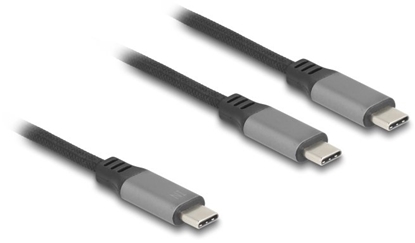 Attēls no Delock USB-C™ Y-Cable 1 x male to 2 x male PD 3.0 100 W intelligent power distribution 1.2 m