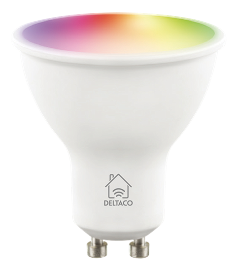 Picture of DELTACO LED Spuldze, GU10, WIFI 2.4GHZ, 5W, 470LM, Dimmējama, RGB, 2700K-6500K, 220-240V