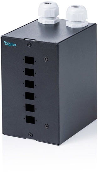 Picture of Digitus Fiber Optic DIN rail distribution box, 6 Port, SC SX / LC DX, Black