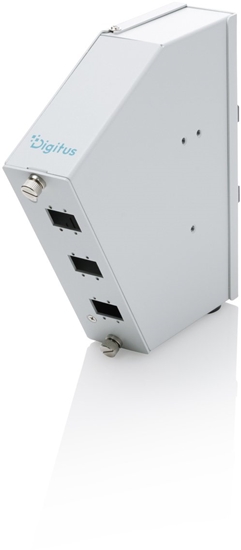 Picture of Digitus Fiber optic DIN rail splice distributor, angled, 6 SC SX/LC DX, grey