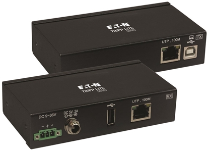 Attēls no Eaton EATON TRIPPLITE 1-Port Industrial USB over Cat6 Extender ESD Protection PoC USB 2.0 Mountable 330ft. 100m TAA
