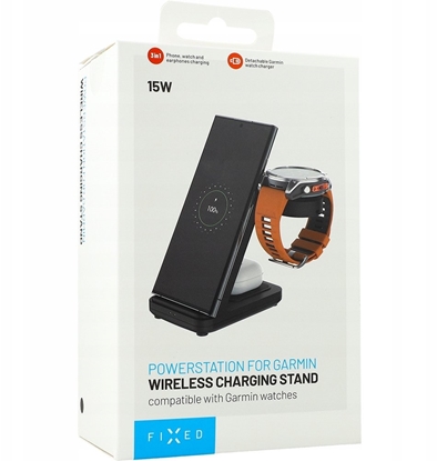 Attēls no Fixed 3-in-1 wireless charging station for Garmin watch, black
