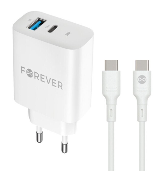 Picture of Forever TC-07 Charger PD / QC / USB-C / USB / 30W + USB-C Cable 60W