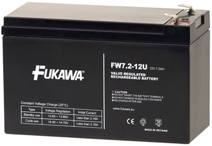 Изображение Fukawa Baterie - FUKAWA FW 7,2-12 F2U (12V/7,2 Ah - Faston 250), zcze - 6.3mm, ywotno 5let