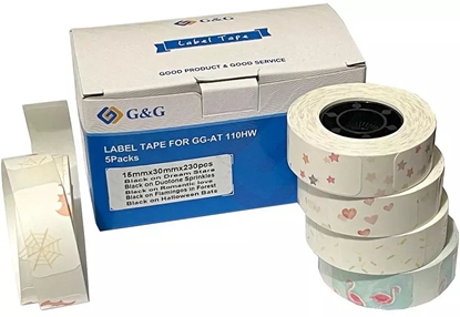 Attēls no G&G Rolki etykiet 5 sztuk z rónymi wzorami 15x30mm