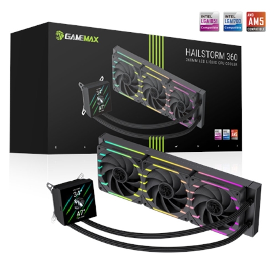Изображение Gamemax CPU Liquid Cooler | HAILSTORM 360 LCD BK | Black