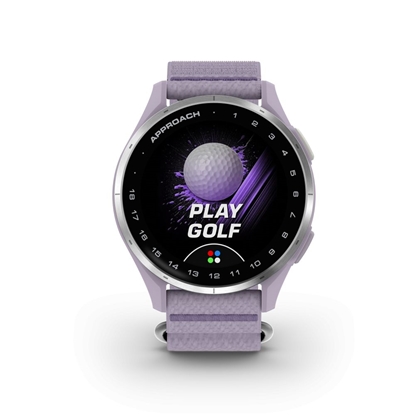 Picture of Garmin Approach J1 Silver aluminium bezel with lilac ComfortFit fabric ban