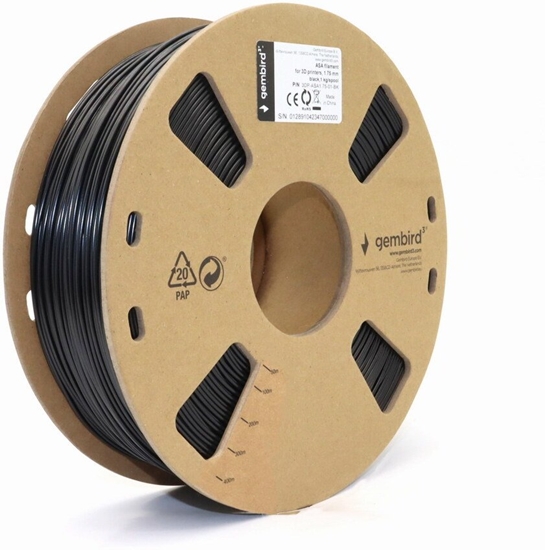 Изображение Gembird GEMBIRD Filament ASA czarny 1.75mm 1kg