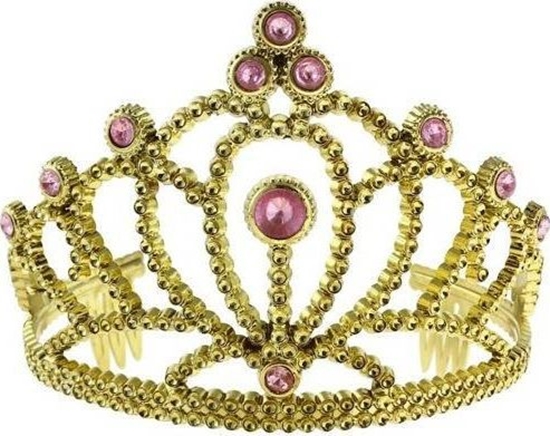 Изображение GoDan Tiara diadem zoty z róowymi perami - 1 szt. uniwersalny