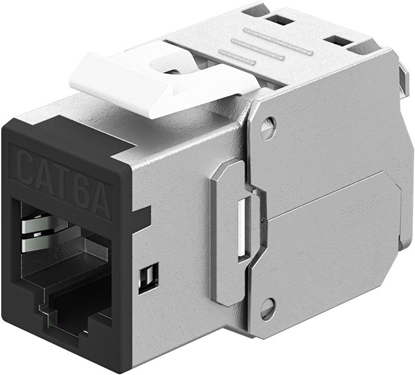 Attēls no Goobay Keystone-modul RJ45 CAT 6A, STP, Slim czarny - Wersja kolorystyczna czarny
