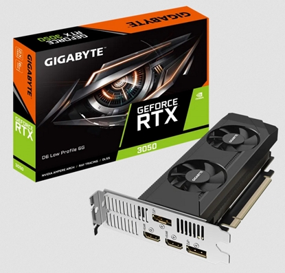 Attēls no Graphics Card|GIGABYTE|NVIDIA|GeForce RTX 3050|1470 MHz|6 GB|GDDR6|96 bit|PCI Express 4.0|Active|GV-N3050D6-6GL