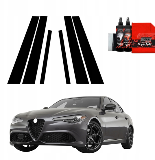 Picture of GrizzGlass Czarna folia na supki GrizzGlass BodyShield do Alfa Romeo Giulia (2023-2025) [6w1]