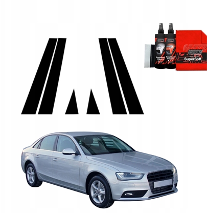 Изображение GrizzGlass Czarna folia na supki GrizzGlass BodyShield do Audi A4 B8 Sedan Facelifting (2011-2015) [6w1]