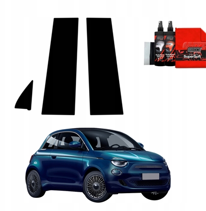 Изображение GrizzGlass Czarna folia na supki GrizzGlass BodyShield do Fiat 500 (2016-2025) [3w1]