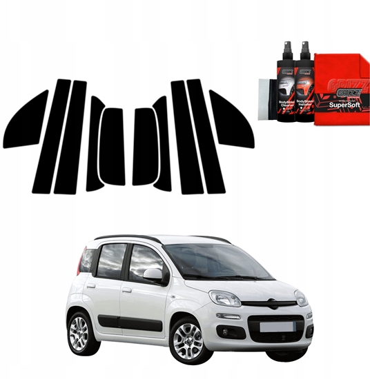 Picture of GrizzGlass Czarna folia na supki GrizzGlass BodyShield do Fiat Panda 3 Hatchback 5D (2011-2016) [10w1]