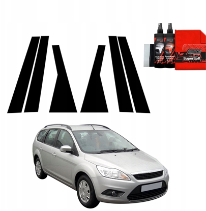 Изображение GrizzGlass Czarna folia na supki GrizzGlass BodyShield do Ford Focus Mk2 Kombi Facelifting (2007-2011) [6w1]