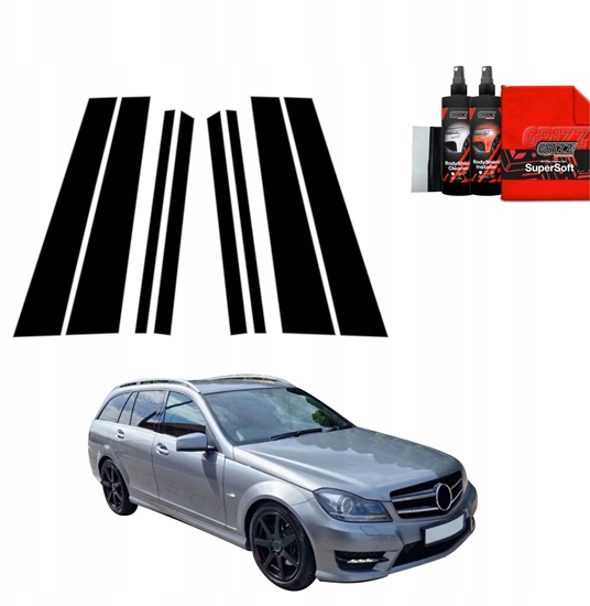 Picture of GrizzGlass Czarna folia na supki GrizzGlass BodyShield do Mercedes Benz C Klasa S204 Kombi Facelifting (2011-2014) [8w1]