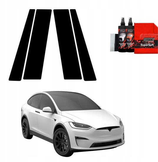 Picture of GrizzGlass Czarna folia na supki GrizzGlass BodyShield do Tesla Model X (2021-2025) [4w1]