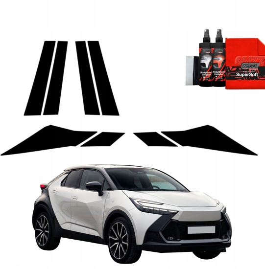 Picture of GrizzGlass Czarna folia na supki GrizzGlass BodyShield do Toyota C-HR (2023-2025) [8w1]