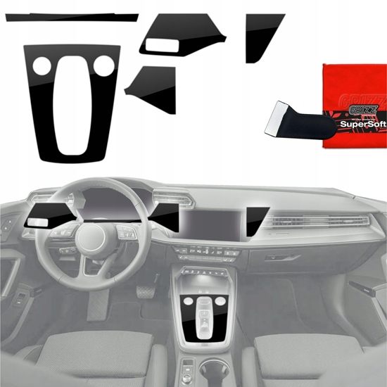 Picture of GrizzGlass Folia do wntrza GrizzGlass PianoSkin Glossy do Audi S3 8Y Facelift (2024-2025) [5w1]