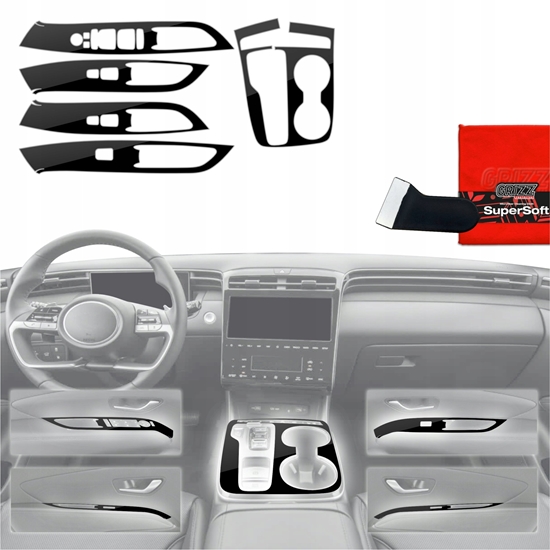 Picture of GrizzGlass Folia do wntrza GrizzGlass PianoSkin Glossy do Hyundai Tucson N-Line (2021-2024) [5w1]