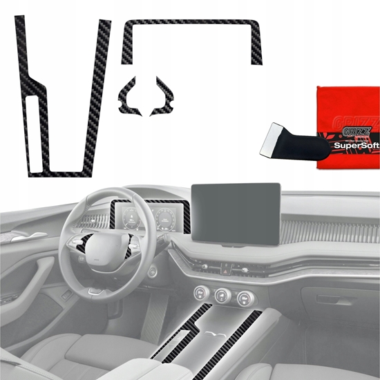 Изображение GrizzGlass Folia do wntrza GrizzGlass PianoSkin Glossy do Skoda Superb 4 (2024-2025) [4w1]