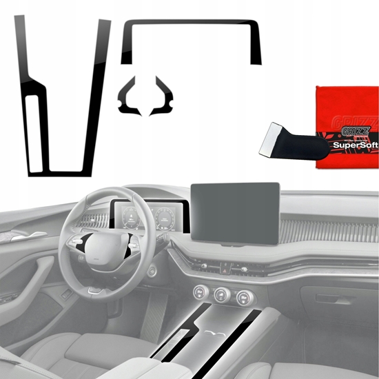 Picture of GrizzGlass Folia do wntrza GrizzGlass PianoSkin Glossy do Skoda Superb 4 (2024-2025) [4w1]