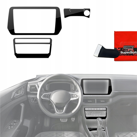 Picture of GrizzGlass Folia do wntrza GrizzGlass PianoSkin Glossy do Volkswagen T-Cross (2025) [3w1]