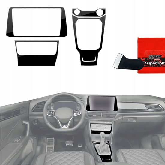 Picture of GrizzGlass Folia do wntrza GrizzGlass PianoSkin Glossy do Volkswagen T-Roc R-Line (2025) [4w1]
