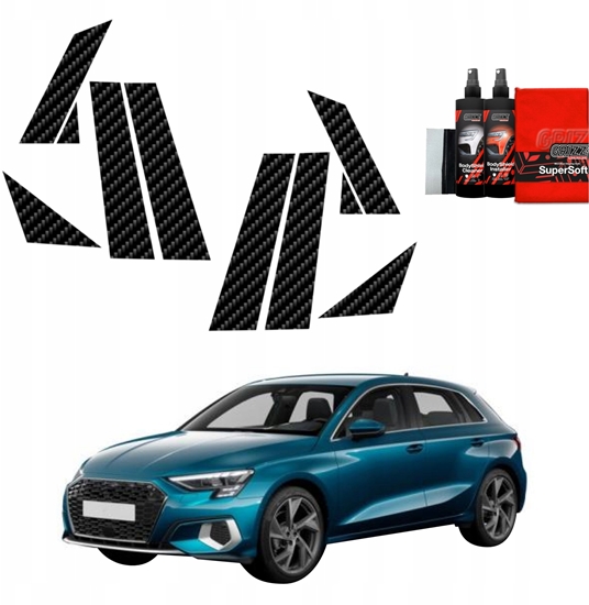 Изображение GrizzGlass Folia karbonowa na supki GrizzGlass BodyShield do Audi A3 8Y Sportback (2020-2023) [8w1]