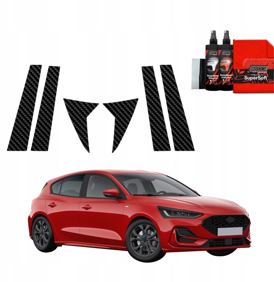 Изображение GrizzGlass Folia karbonowa na supki GrizzGlass BodyShield do Ford Focus ST-Line X Hatchback Facelift (2021-2025) [6w1]