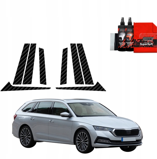 Изображение GrizzGlass Folia karbonowa na supki GrizzGlass BodyShield do Skoda Octavia 4 Kombi (2019-2024) [8w1]