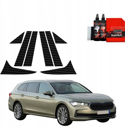 Изображение GrizzGlass Folia karbonowa na supki GrizzGlass BodyShield do Skoda Superb 4 Combi (2024-2025) [8w1]